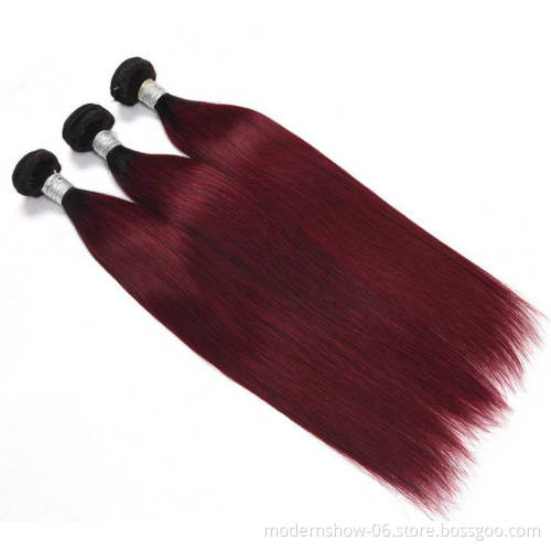 Customized Ombre Colored #4 #30 #27 Pink Burgundy Colors Human Hair Bundles